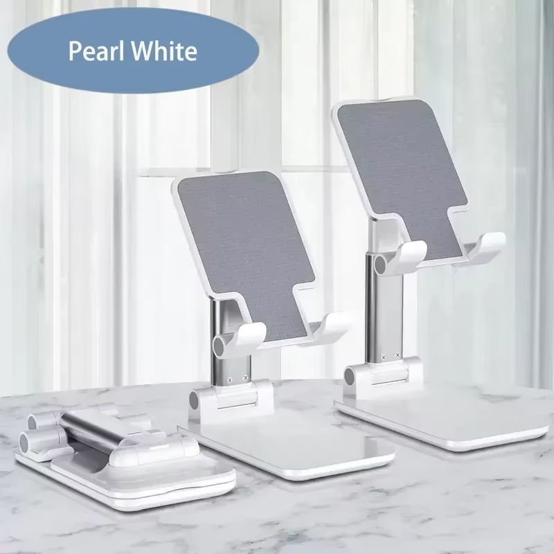 Desktop mobile phone holder makeup mirror design foldable storage lift adjustable height super stable universal phone stand