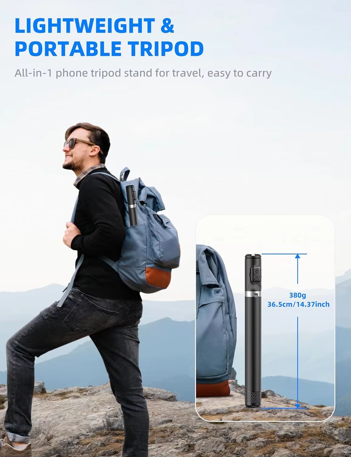 Selfieshow Selfie Stick with Wireless Bluetooth Remote Portable 72 Inch Aluminum Alloy Phone Tripod for iOS Android Cellphone