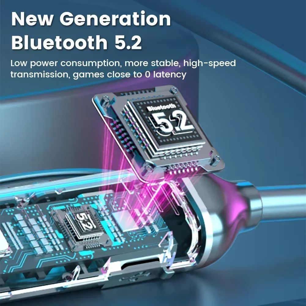 Wireless Headphone Bluetooth 5.2 Earphones Magnetic Neckband Sport Waterproof Blutooth Headset with Mic Noise Cancell