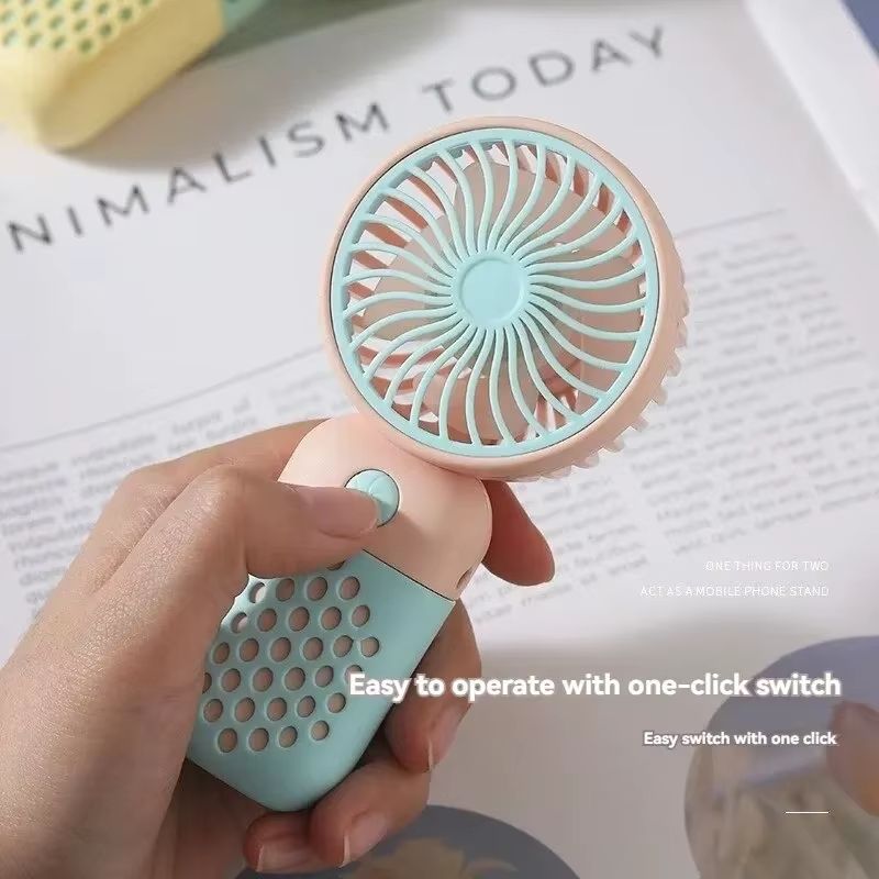 New Handheld Charging Fan Cartoon Cute Small Student Charging Small Fan Portable Mini USB Fan Mini Pocket