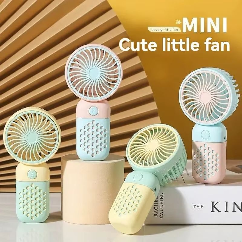 New Handheld Charging Fan Cartoon Cute Small Student Charging Small Fan Portable Mini USB Fan Mini Pocket