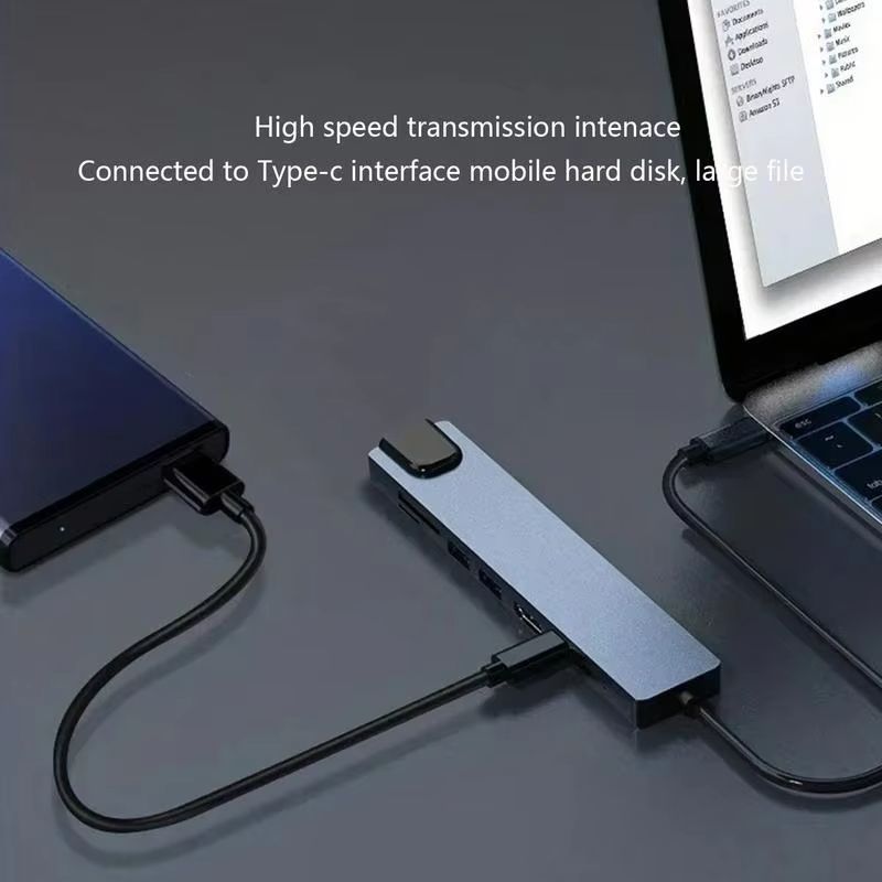 USB C Docking Station USB C Ethernet Multiport Adapter 8 In 1 Docking Station 5Gbps High-Speed Data Transfer 4K USB Data Ports