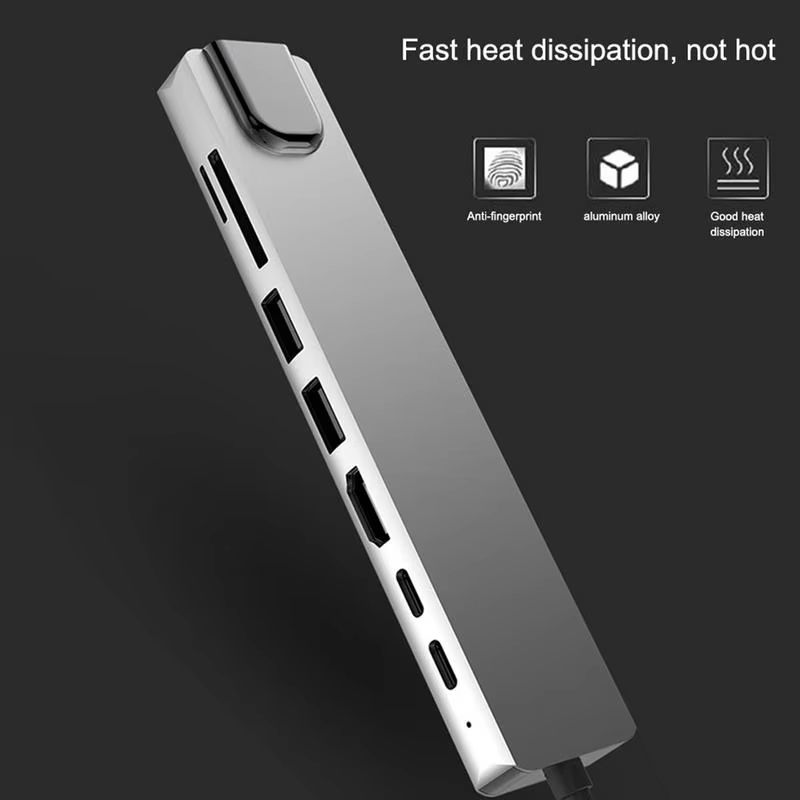 USB C Docking Station USB C Ethernet Multiport Adapter 8 In 1 Docking Station 5Gbps High-Speed Data Transfer 4K USB Data Ports