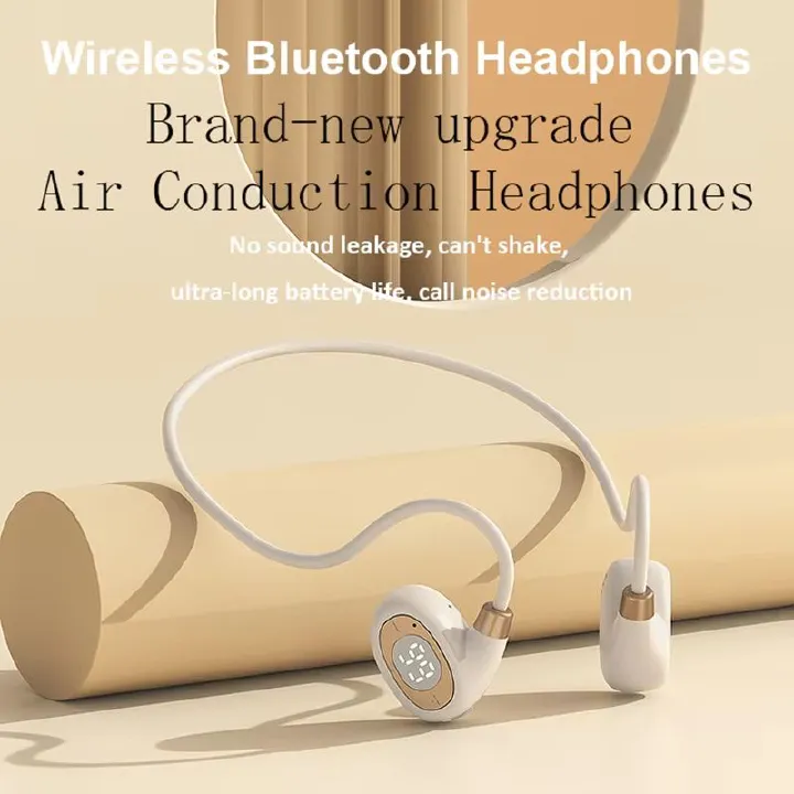 Bluetooth Headphones Wireless Headphones Air-Conduction LED Display Headsets HiFi Stereo Sports Earphones Earbuds with Mic