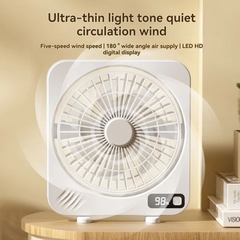 2025 Digital Display Rechargeable Desktop Fan Mini Home Office Fan Cycle Wind Function Portable Fan
