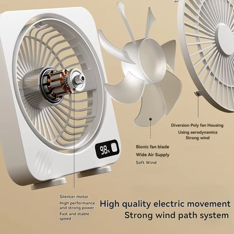 2025 Digital Display Rechargeable Desktop Fan Mini Home Office Fan Cycle Wind Function Portable Fan