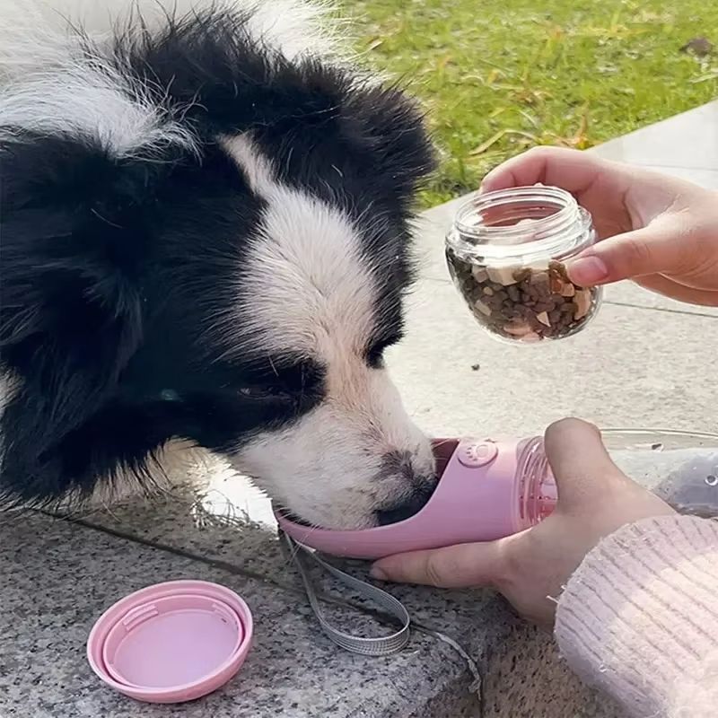 Portable Dog and Cat Water Bottle with Storage Container for Food and Water, Used for Feeding Small Dogs and Pets