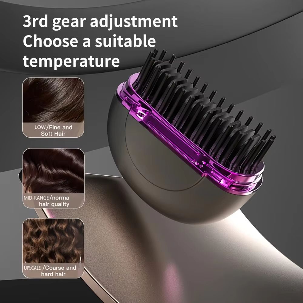 Portable Hair Straightener Comb Mini Hair Straightening Brush Anti-Scalding Hair Smoothing Brush Travel Fast Heated Styling Tool