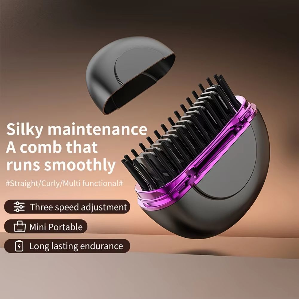Portable Hair Straightener Comb Mini Hair Straightening Brush Anti-Scalding Hair Smoothing Brush Travel Fast Heated Styling Tool