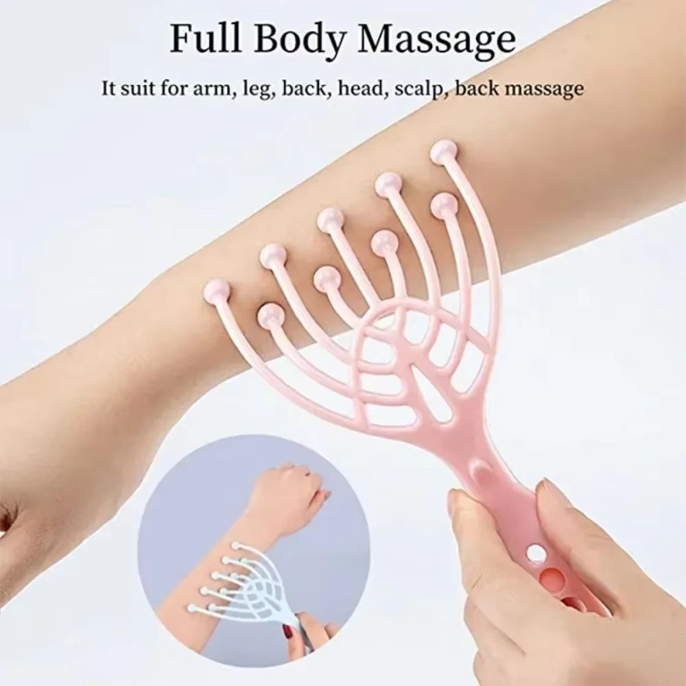 1pc Head Massager Scalp Neck Massage Comb Roller 9 Claws Steel Ball Hand Held Relax Spa Hair Care Stress Relief Itching Artifact