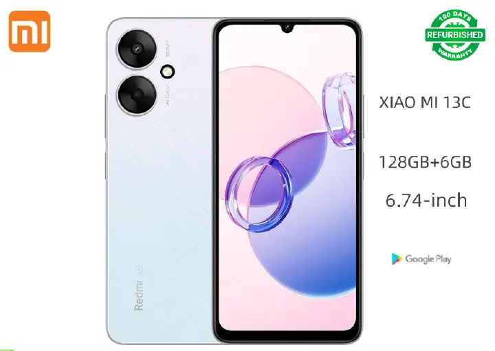 Refurbished Xiaomi Redmi 13C 128GB + 6GB 6.74 Inch Smart Phone2G/3G/4G  50MP AI Camera 5000mAh 18W Charger Redmi Phone