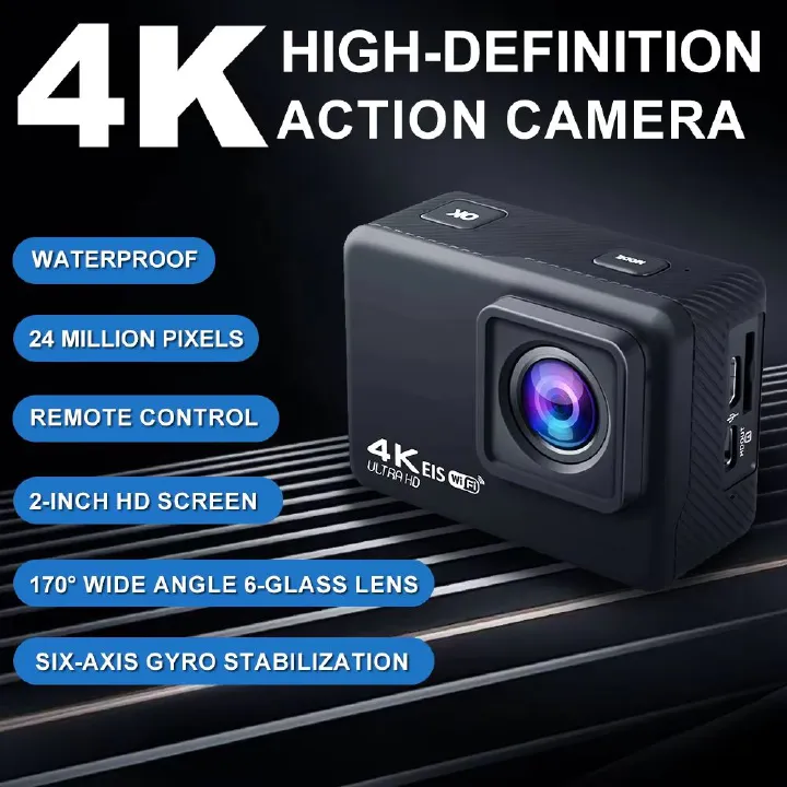 4K60FPS Action Camera 24MP WiFi 2.0" IPS LCD 170D 30m Waterproof Helmet Video Sport Anti-Shake Camera With Remote Controller