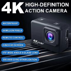 4K60FPS Action Camera 24MP WiFi 2.0" IPS LCD 170D 30m Waterproof Helmet Video Sport Anti-Shake Camera With Remote Controller