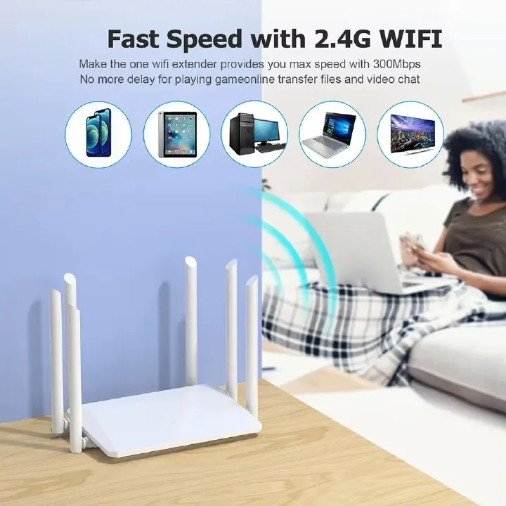 New 1200M Wireless Router External Antenna Modem Router Wide Coverage WiFi Repeater 2.4G Home Office Amplification Signal Router
