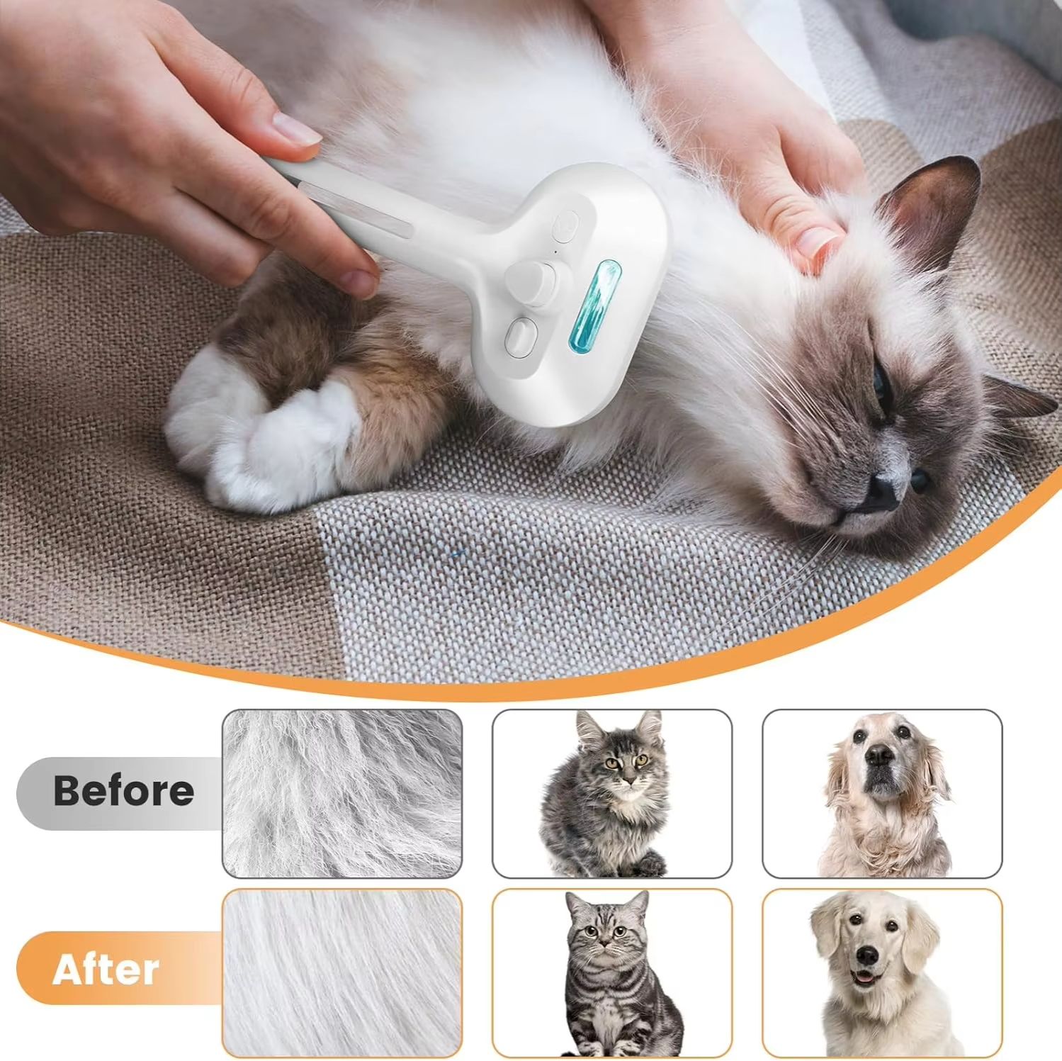Pet Spray Hair Comb Pet Hair Remover Cleaning Brush Cats Grooming Dog Accessories Tools Dematting Water Mist Humidifier Comb