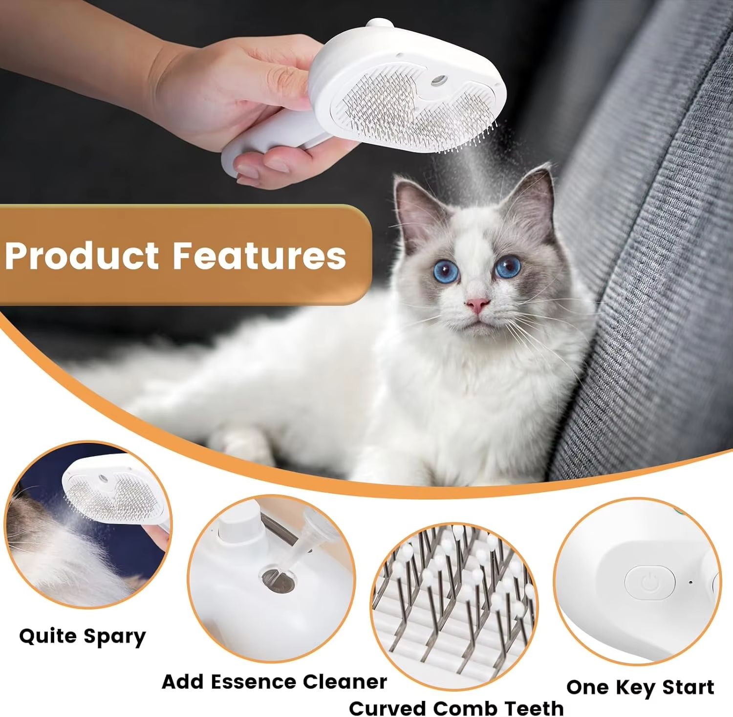 Pet Spray Hair Comb Pet Hair Remover Cleaning Brush Cats Grooming Dog Accessories Tools Dematting Water Mist Humidifier Comb