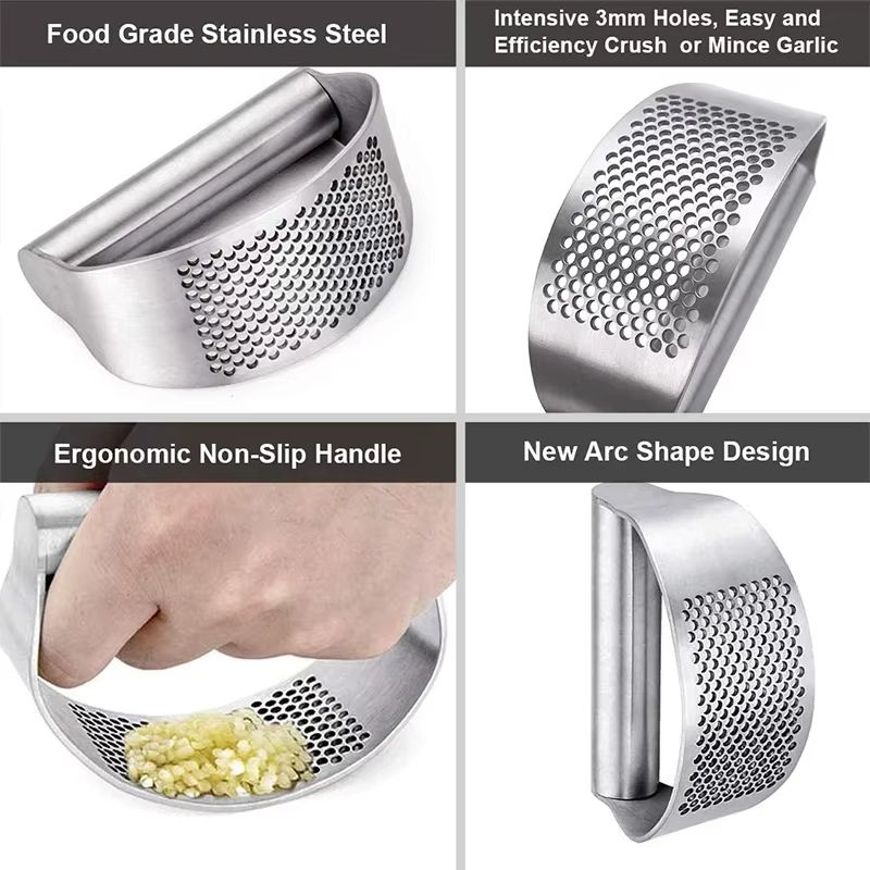 Upgraded Stainless Steel Garlic Press Squeezer Manual Garlic Ginger Rocker Crusher Garlic Cutting Mince Tools Kitchen Gadgets
﻿