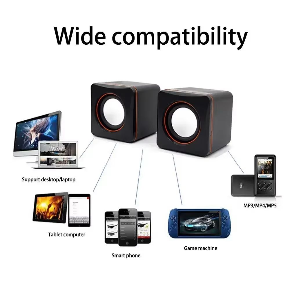 Computer Speakers Wired Loudspeaker Surround Soundbar Speaker Bass Stereo Subwoofer Sound for Bar Laptop 3.5mm AUX-in Portable