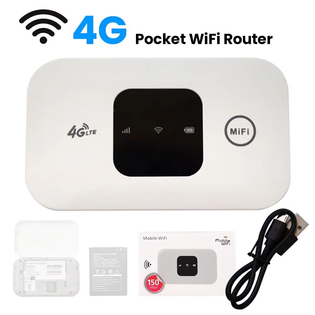 Wireless 4G Pocket WiFi Router with 2100mAh Battery Supports Up to 10 Users Fast Internet Access for Travel and Home Use