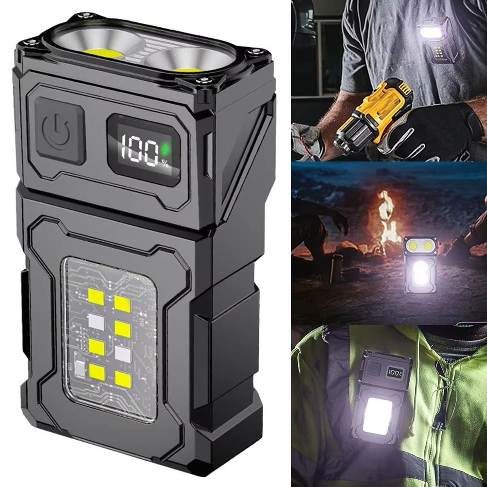 LED Portable Flashlight Ultra-bright Rechargeable Hook-mounted Head Lamp Outdoor Multi-functional Work Light Strong Flashlight