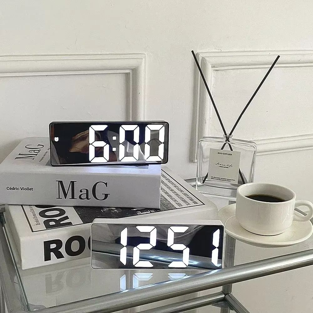 Smart LED electronic alarm clock adjustable brightness with temperature and date display bedroom bedside clock home decor item