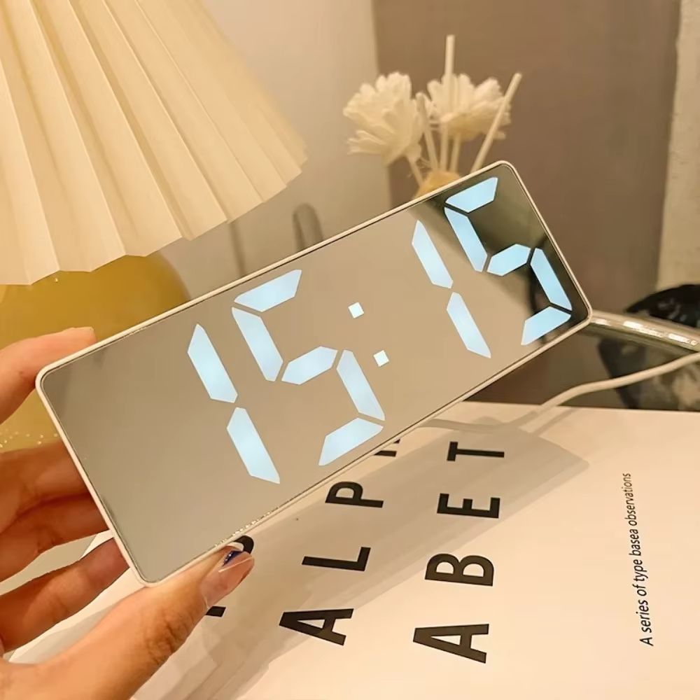 Smart LED electronic alarm clock adjustable brightness with temperature and date display bedroom bedside clock home decor item