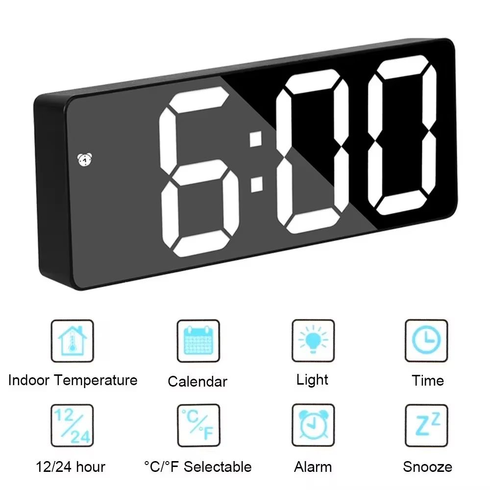Smart LED electronic alarm clock adjustable brightness with temperature and date display bedroom bedside clock home decor item