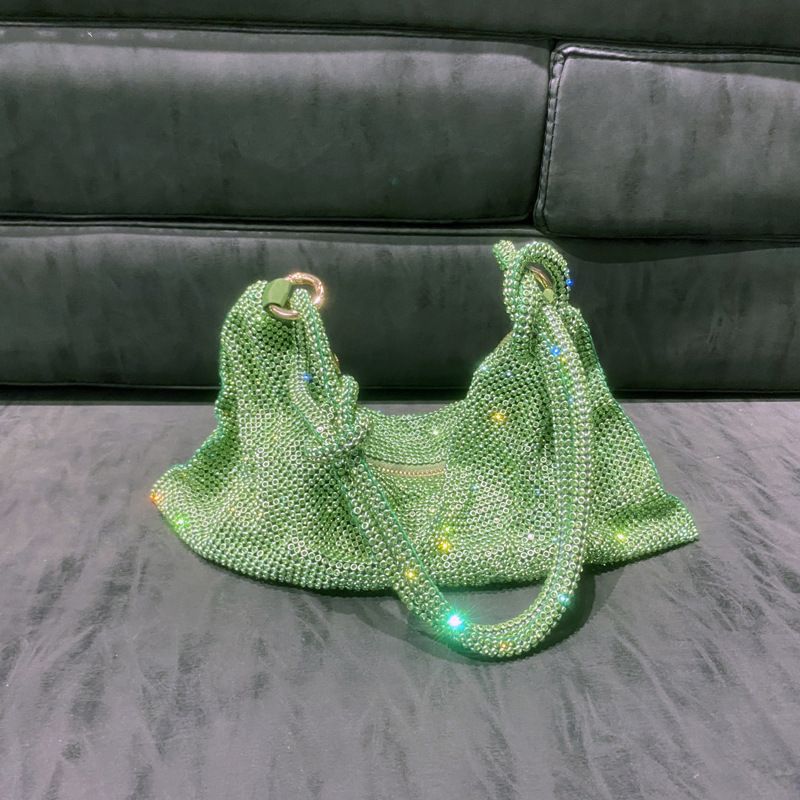 New women's bag with rhinestone underarm bag, fully diamond-encrusted handbag, pink bag, hand-held small bag, women's diamond bag