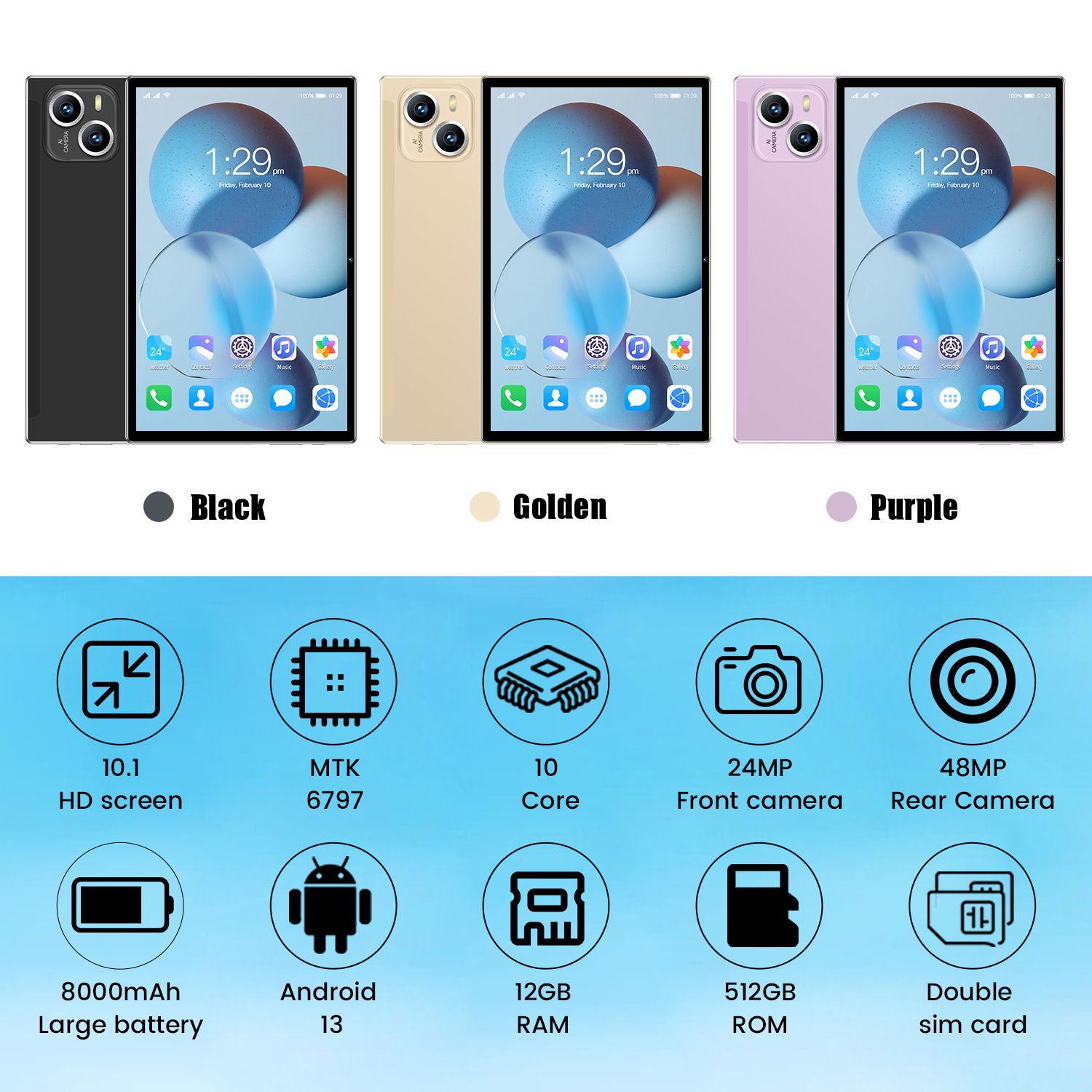 New iPad Air 5 tablet with metal casing, dual-SIM dual-standby, 4GB+32GB, Android 14