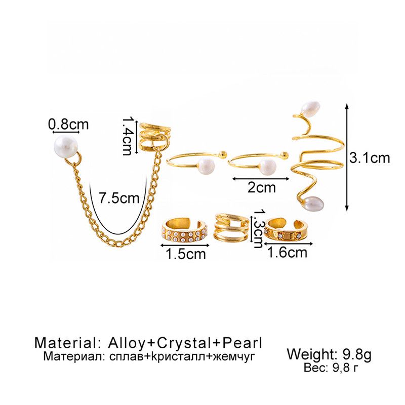 Women  Earrings Sets Pearl tassel chain ear clip set for women, light luxury earrings, high-end and dazzling earrings set