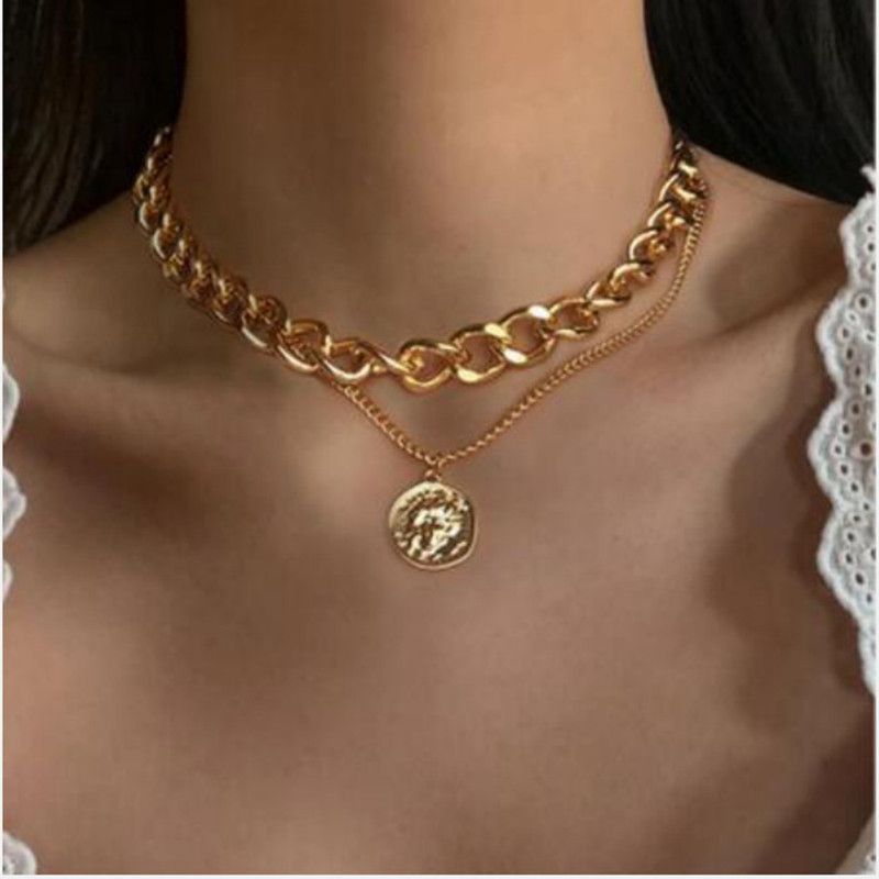 Women Jewelry Ladies Necklaces Women Chains Double Layered Pendant Necklace For Ladies