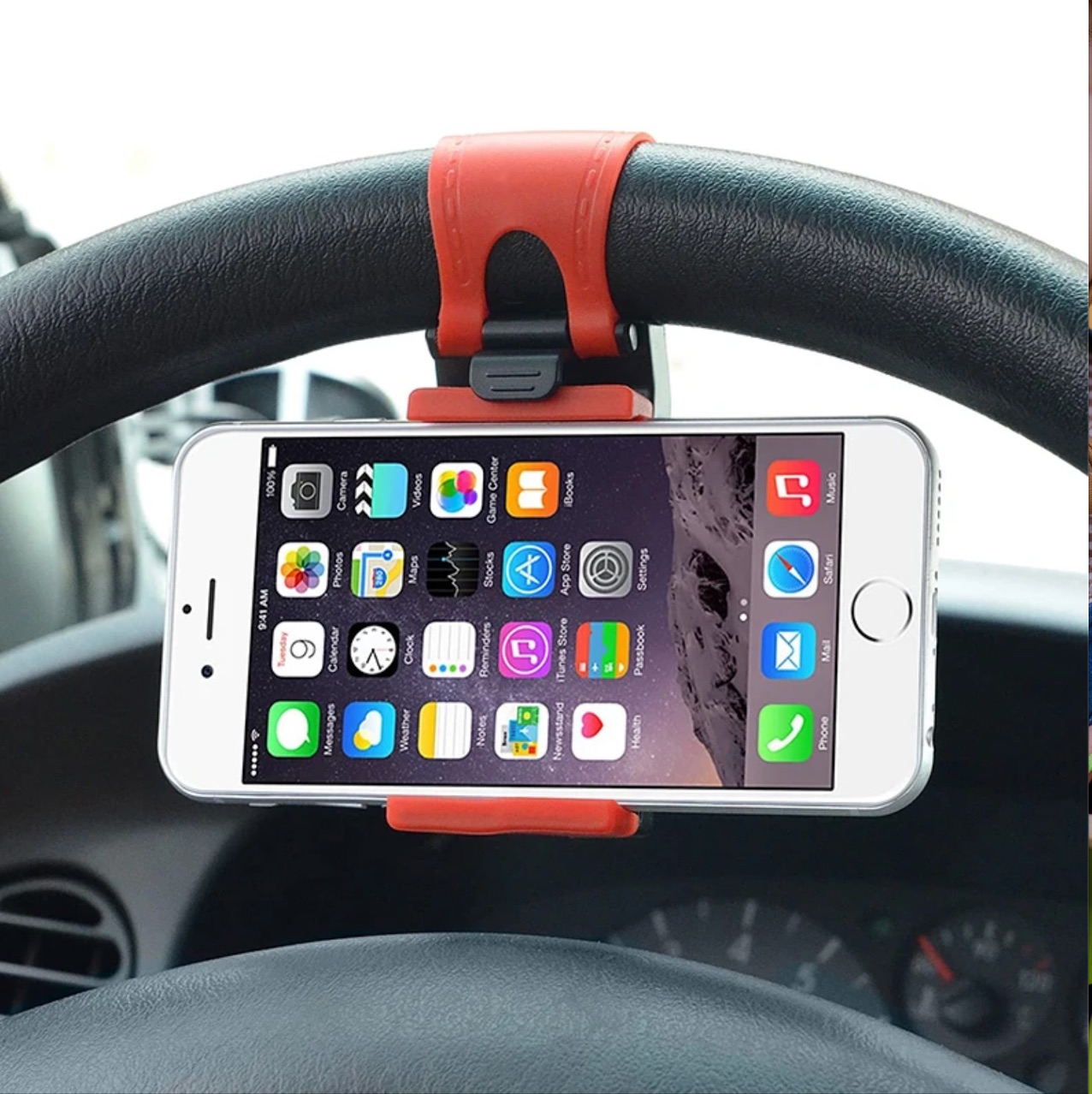 1pcs  Adjustable Car Steering Wheel Bike Clip Mount Holder Mobile Phone GPS Stand Auto Accessories