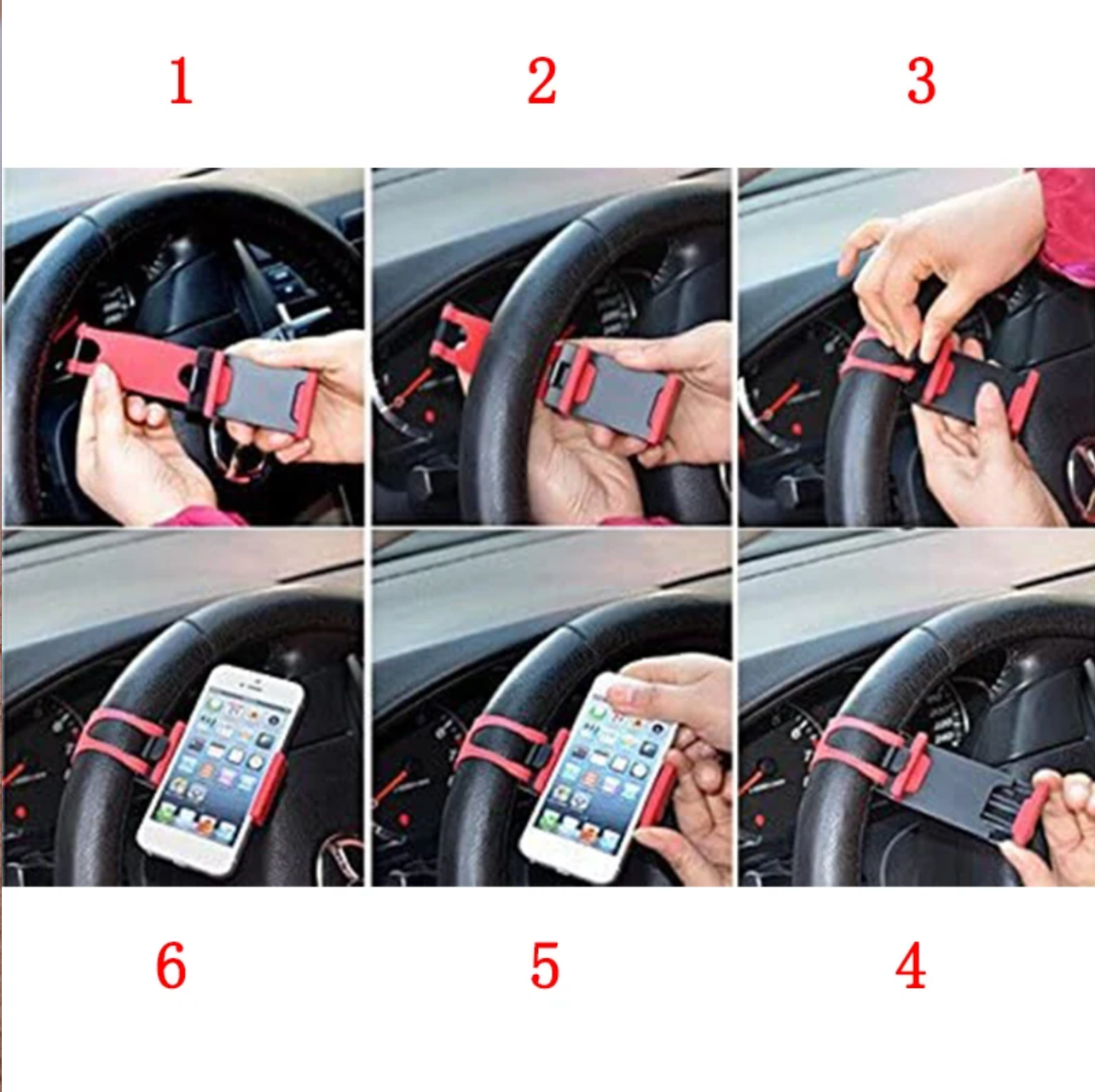 1pcs  Adjustable Car Steering Wheel Bike Clip Mount Holder Mobile Phone GPS Stand Auto Accessories