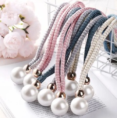 2Pcs Adjustable Big Pearl Curtain Tiebacks Curtain Pearls Tiebacks, Decorative Fixings, Rope Curtain Tiebacks No Punch Pull-outs