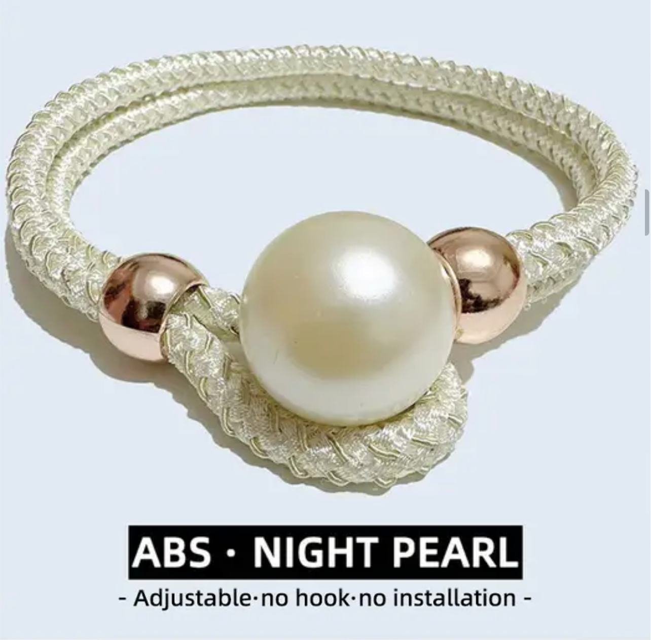 2Pcs Adjustable Big Pearl Curtain Tiebacks Curtain Pearls Tiebacks, Decorative Fixings, Rope Curtain Tiebacks No Punch Pull-outs