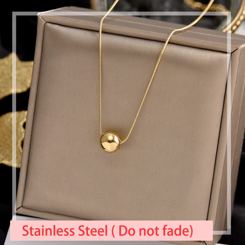 Valentine's day girlfriend gift Lucky Small Golden Ball Necklace Titanium Steel Short Necklace For Woman Fashion Jewelry Girl's Accessories