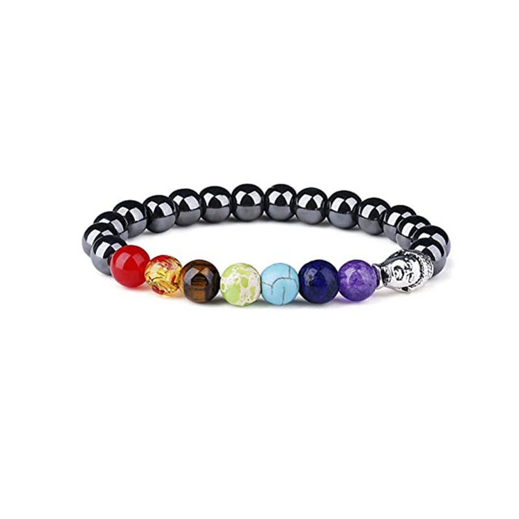 Men Women 7 Chakra Beaded Bracelets Bangles Healing Tiger Eye Stone Chakra Prayer Charm Buddha Bracelet Adjustable Jewelry Gifts