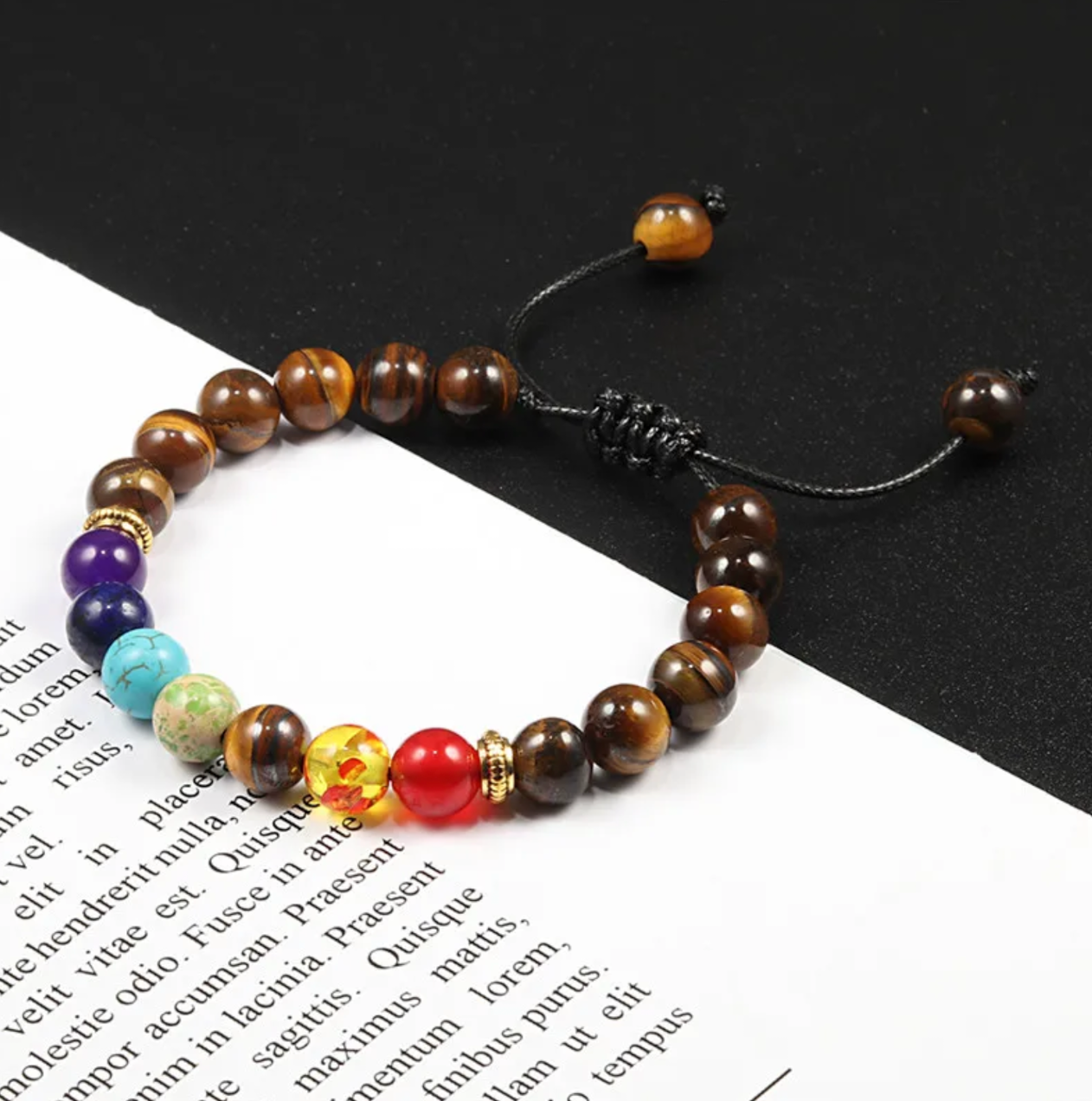 Men Women 7 Chakra Beaded Bracelets Bangles Healing Tiger Eye Stone Chakra Prayer Charm Buddha Bracelet Adjustable Jewelry Gifts