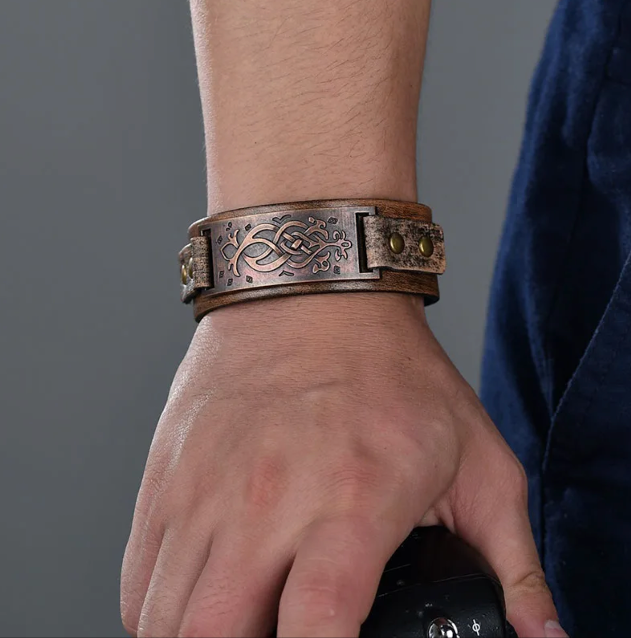 Vintage Steampunk Leather Bracelet Men Genuine Leather Wrap Bracelets Bangles for Men Punk Style Mens Bracelets Accessories 2019