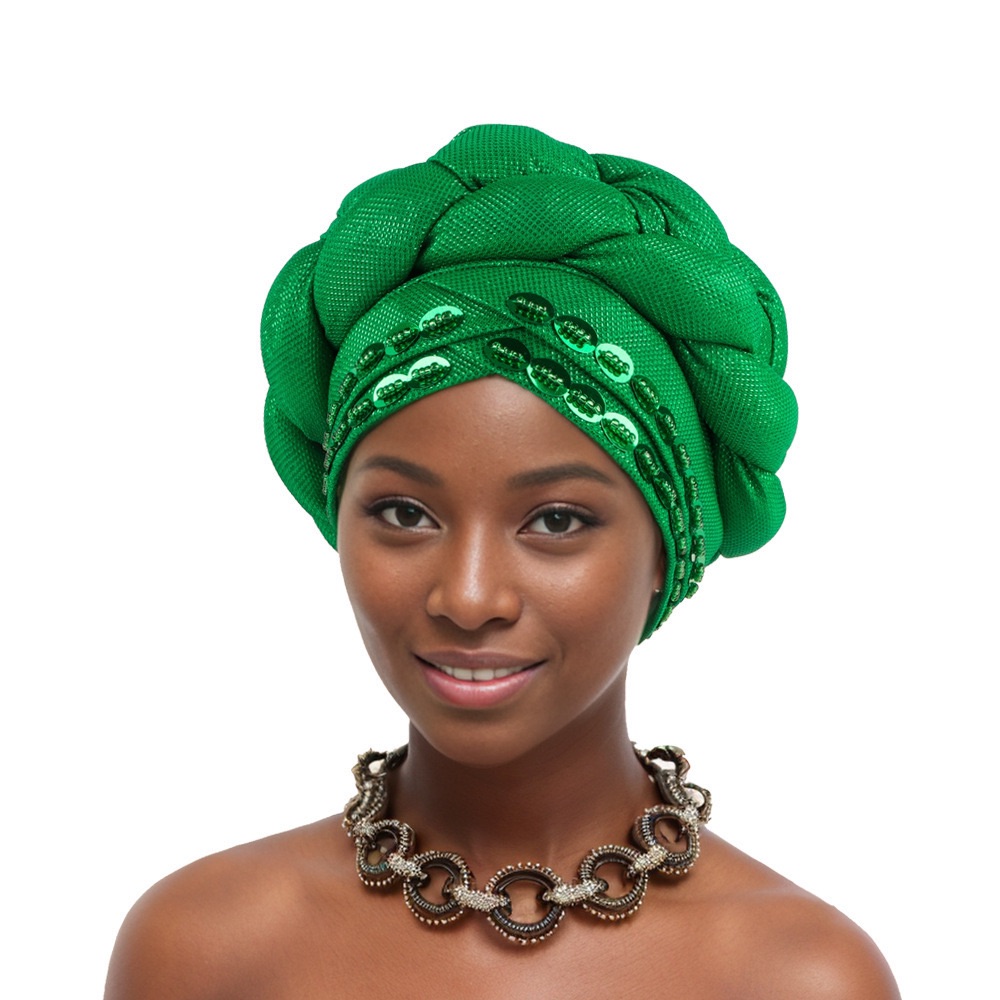 Luxury Beading Turban Cap Women Braid Headwrap Bonnet Afrcian Lady Head Wraps Muslim Turbans Hat Nigeria Party Autogele Headwear