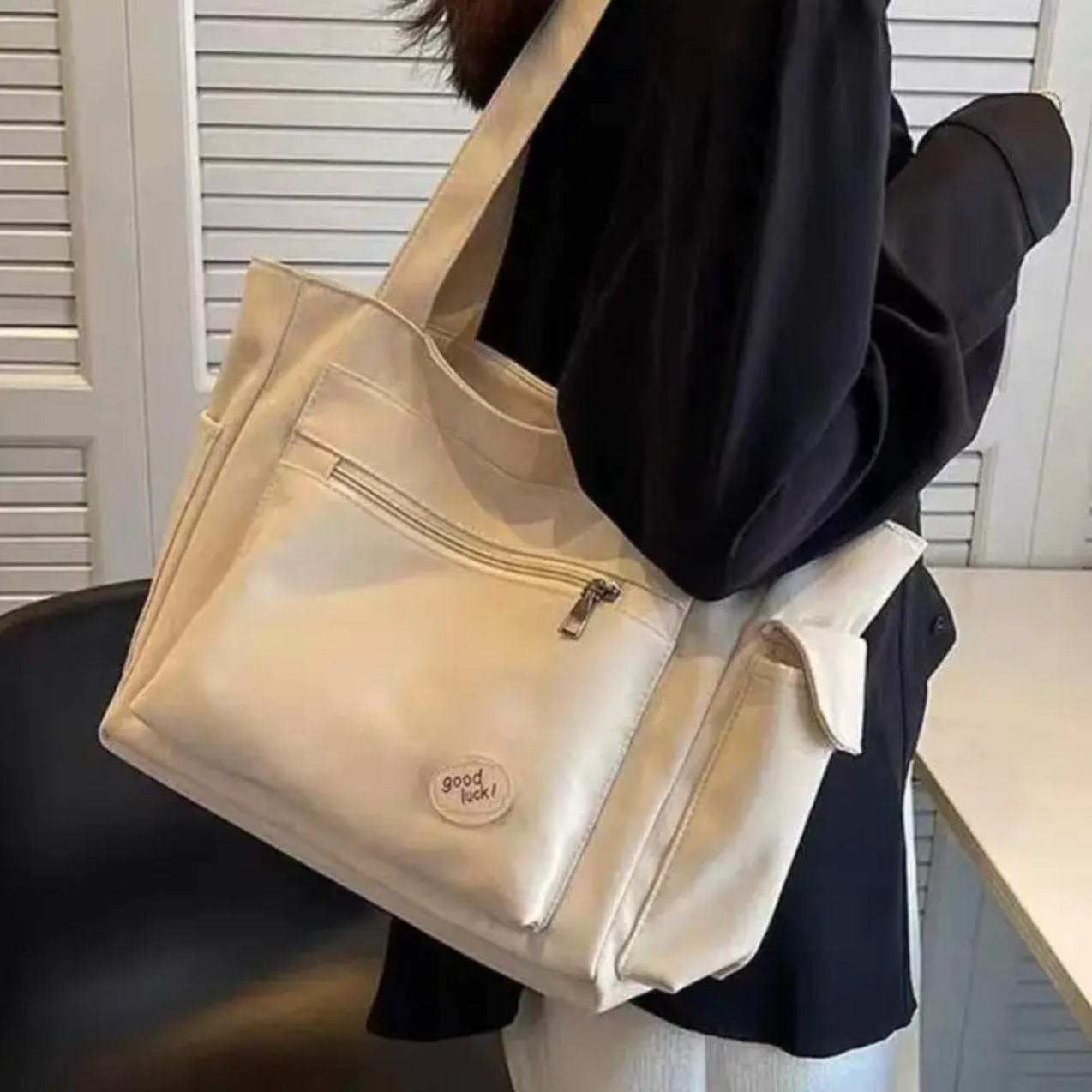 Women's Fashion Shoulder Bag Class Large Capacity Student Tote Bag 2024 New Canvas Commuter Handbag Women Bag