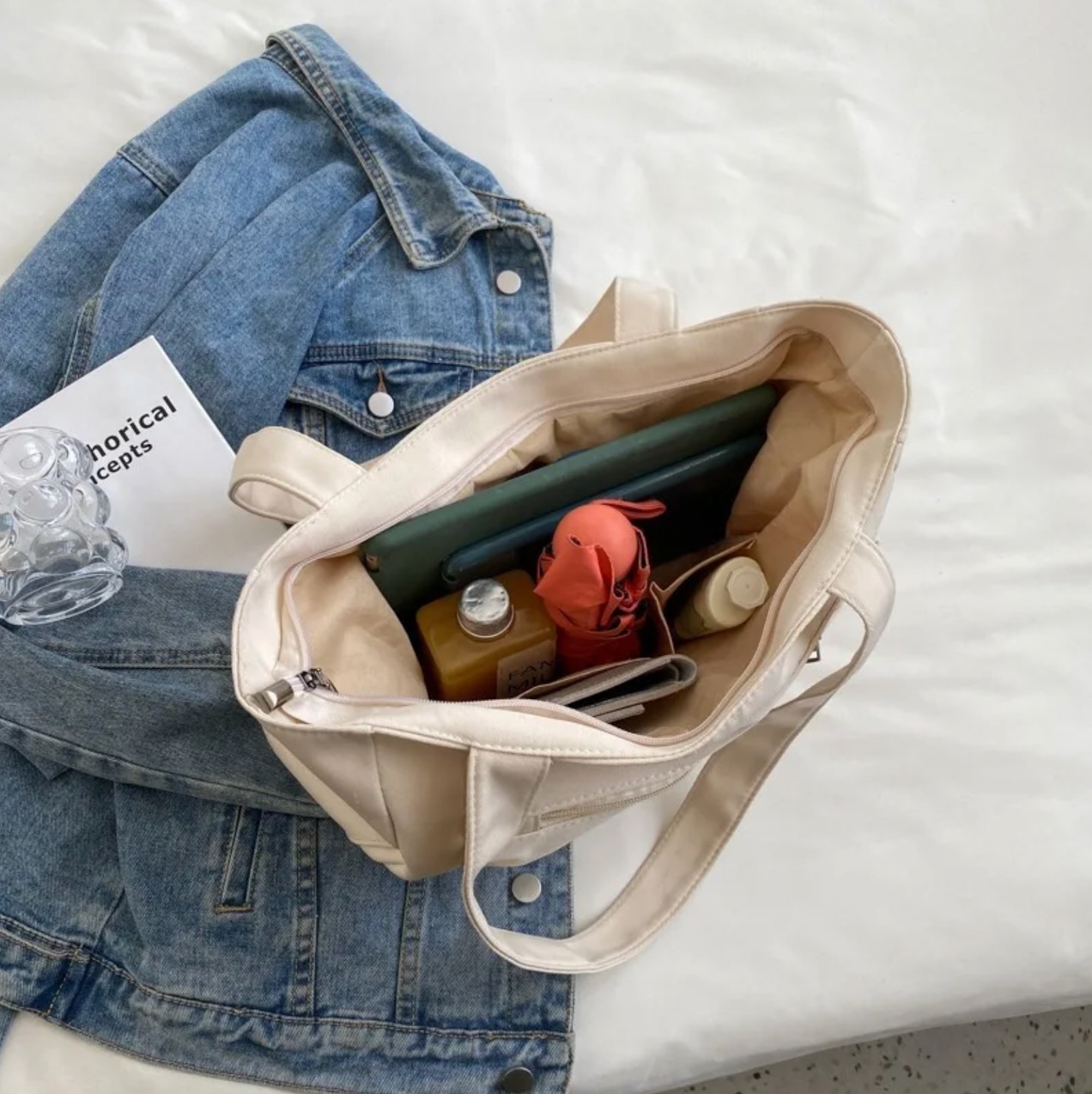 Women's Fashion Shoulder Bag Class Large Capacity Student Tote Bag 2024 New Canvas Commuter Handbag Women Bag