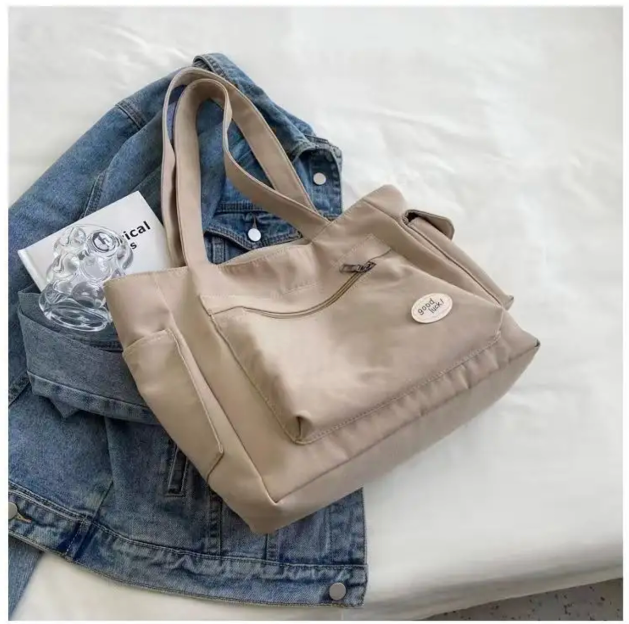 Women's Fashion Shoulder Bag Class Large Capacity Student Tote Bag 2024 New Canvas Commuter Handbag Women Bag