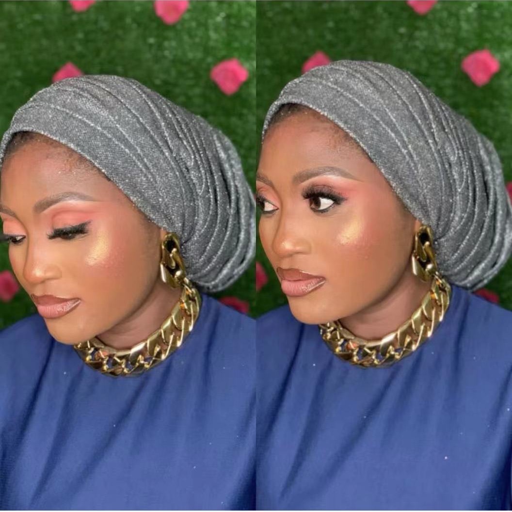 YIQI ENJOY 2024 Glitter Full Body Pleated Turban Cap for Auto Geles Women Head Wraps Muslim Hijab Headscarf Hat Turbante African Headpiece