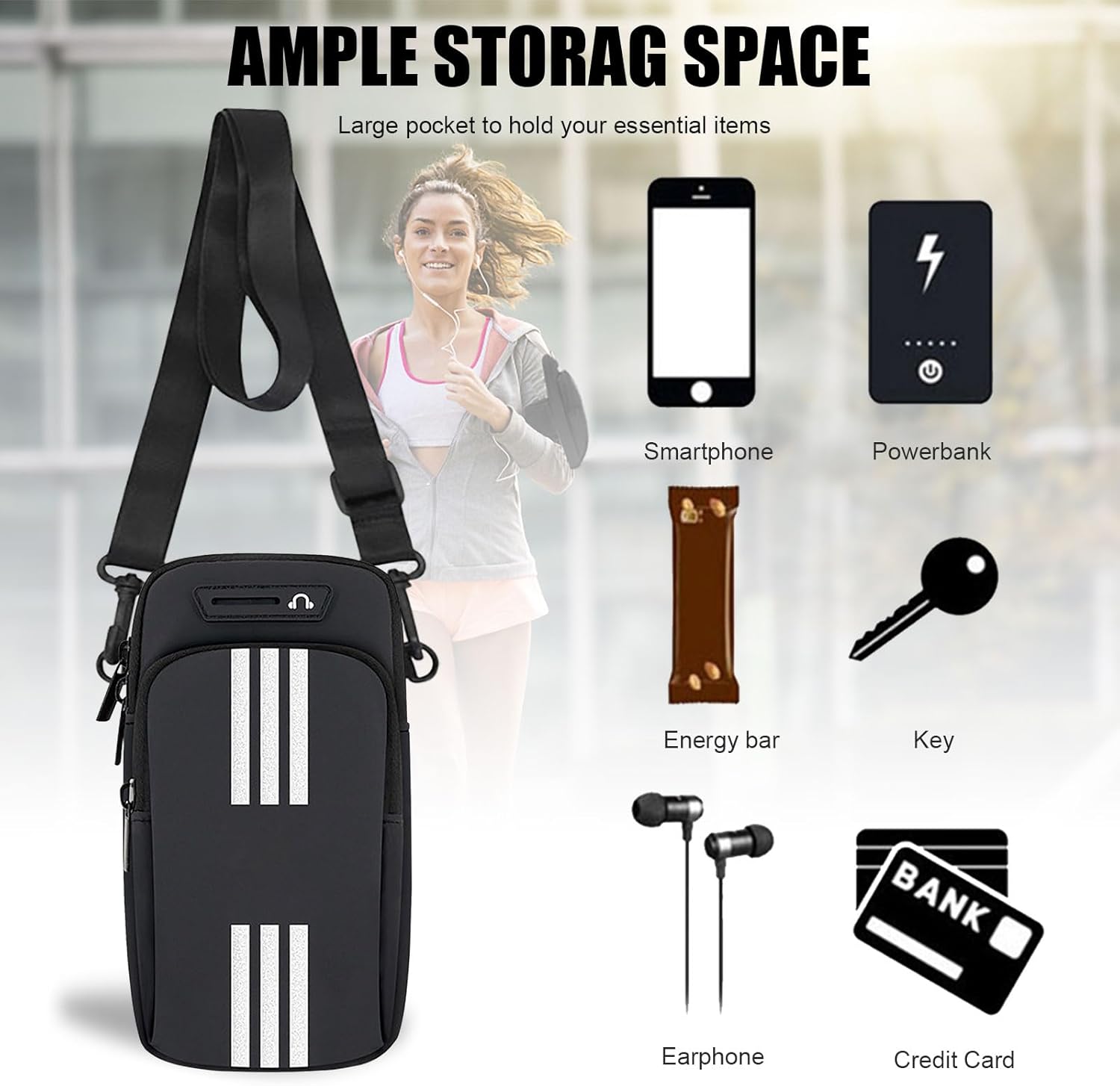 Phone Holder for Running Armband Small Crossbody Bags for Women Men Kids,iPhone 11 12 13 14 15 Pro Max Xs XR X 8 7 Plus SE Mini Pouch,Samsung Galaxy Ultra Edge S24 S23 S22 S21 Note 20 Arm Bag