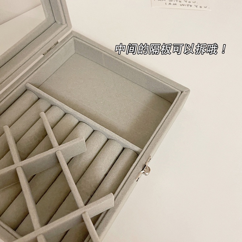 Large capacity velvet jewelry box, ring necklace organizer, earring earring storage box, dust-proof jewelry Organizers