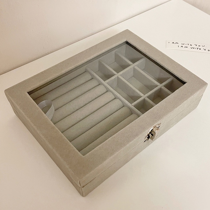 Large capacity velvet jewelry box, ring necklace organizer, earring earring storage box, dust-proof jewelry Organizers