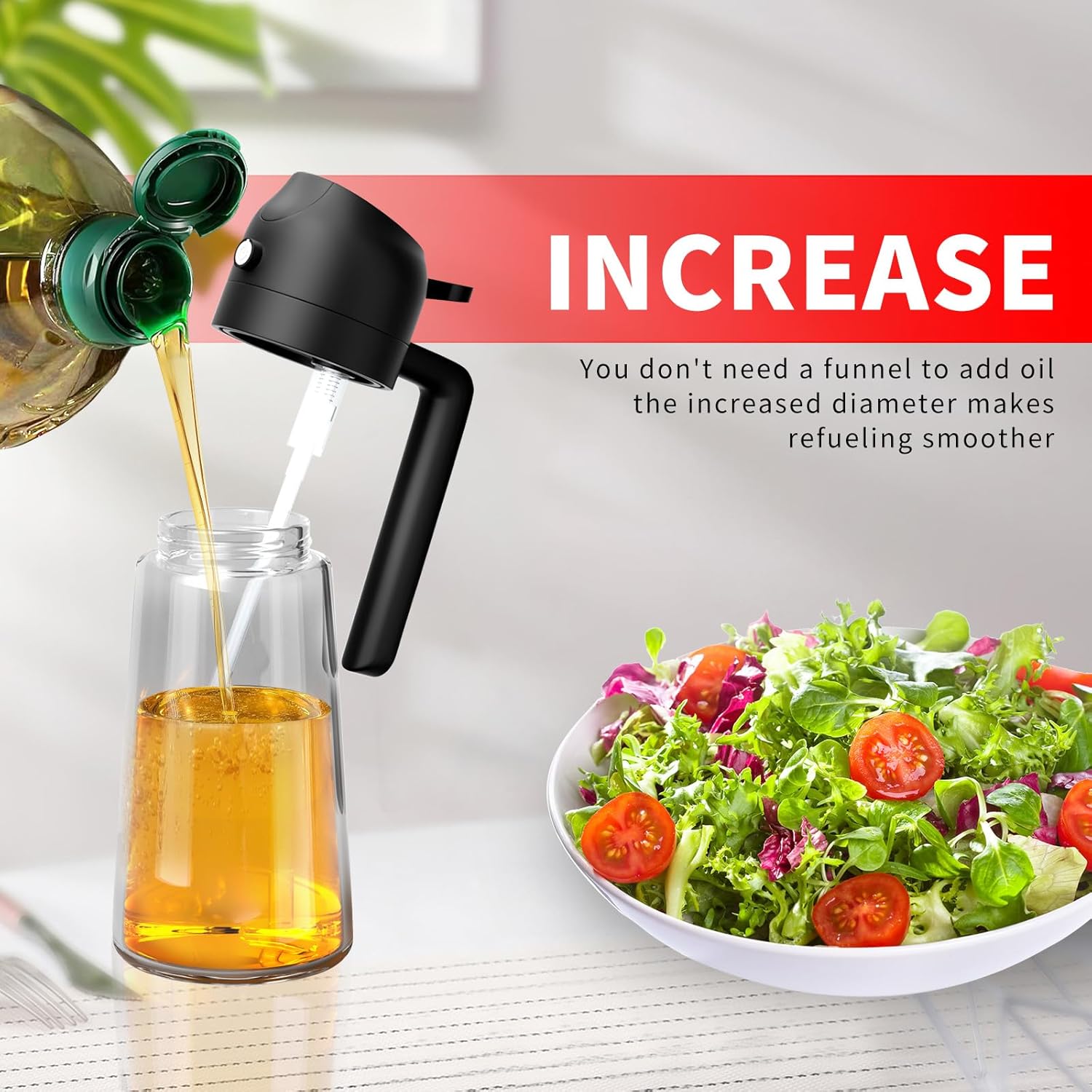 Oil Dispenser For Kitchen Oil Sprayer For Cooking 2 in 1 Oil Dispenser and Oil Sprayer Olive Oil Sprayer 16ozPremium Glass Oil Bottle, Food-grade Oil Mister for Air Fryer,Frying,Salad, BBQ