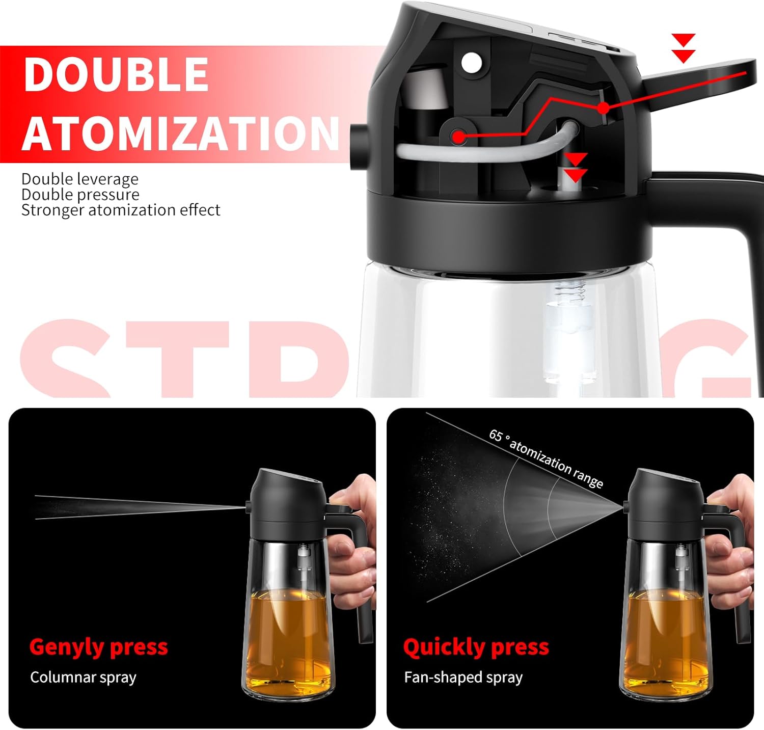 Oil Dispenser For Kitchen Oil Sprayer For Cooking 2 in 1 Oil Dispenser and Oil Sprayer Olive Oil Sprayer 16ozPremium Glass Oil Bottle, Food-grade Oil Mister for Air Fryer,Frying,Salad, BBQ
