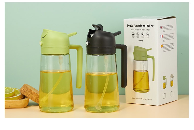 Oil Dispenser For Kitchen Oil Sprayer For Cooking 2 in 1 Oil Dispenser and Oil Sprayer Olive Oil Sprayer 16ozPremium Glass Oil Bottle, Food-grade Oil Mister for Air Fryer,Frying,Salad, BBQ